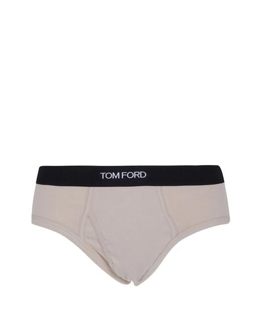 Tom Ford Natural Logo-Waistband Briefs for men