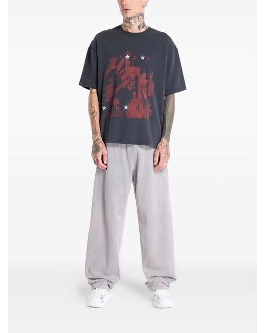 M I S B H V Blue Graphic-Print T-Shirt for men