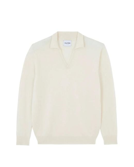 Kujten White Reggie Polo-Neck Long-Sleeve Sweater