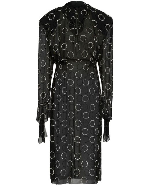Prada Black Crystal-embellished Georgette Midi Dress