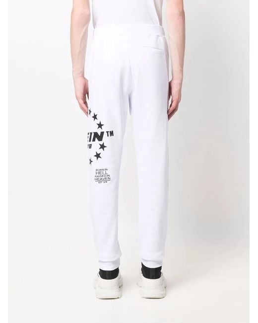 Philipp Plein White Logo Drawstring Tracksuit Bottoms for men