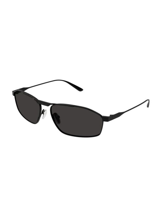Balenciaga Black Metal Frame Rectangular Sunglasses
