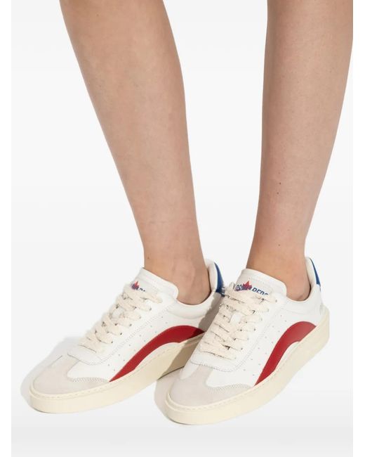 DSquared² White Logo-Detail Leather Sneakers