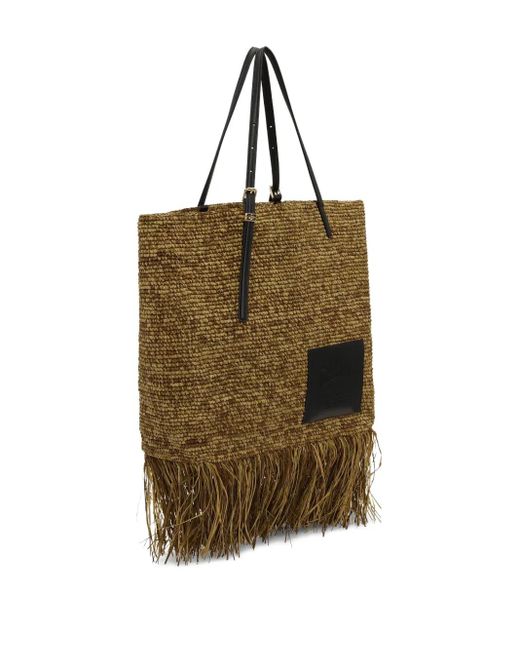 Ganni Metallic Raffia Tote Bag