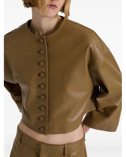 Alberta Ferretti Natural Buttoned Leather Jacket