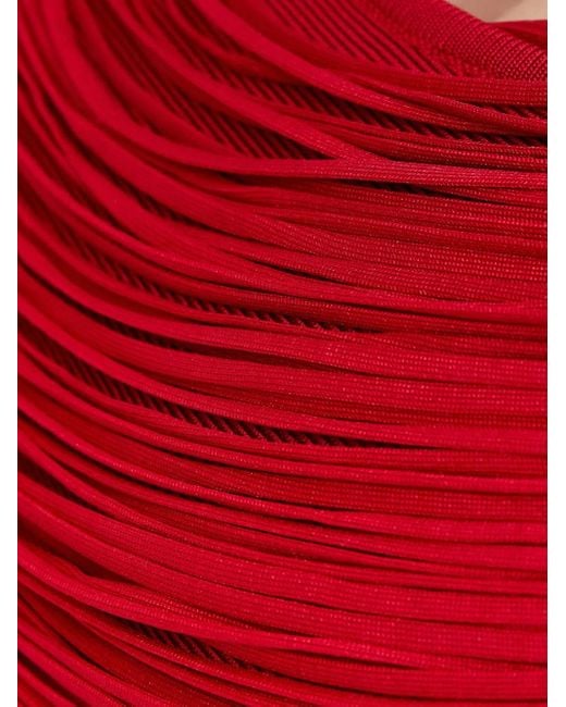 Hervé Léger Red Crossover-Strap Mini Dress