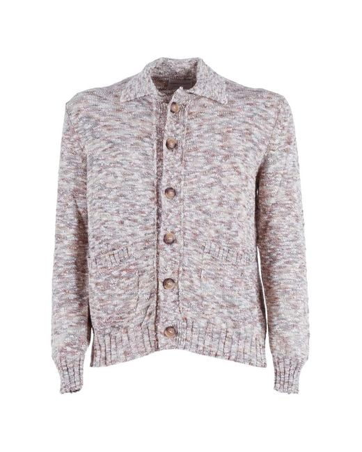 SETTEFILI CASHMERE Multicolor Cardigan En Tweed À Col Polo for men