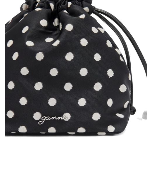 Ganni White Bou Polka Dot Bucket Bag