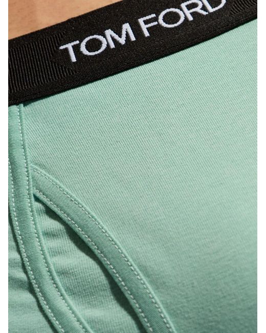 Tom Ford Green Logo-waistband Cotton Boxers (pack Of Two) for men