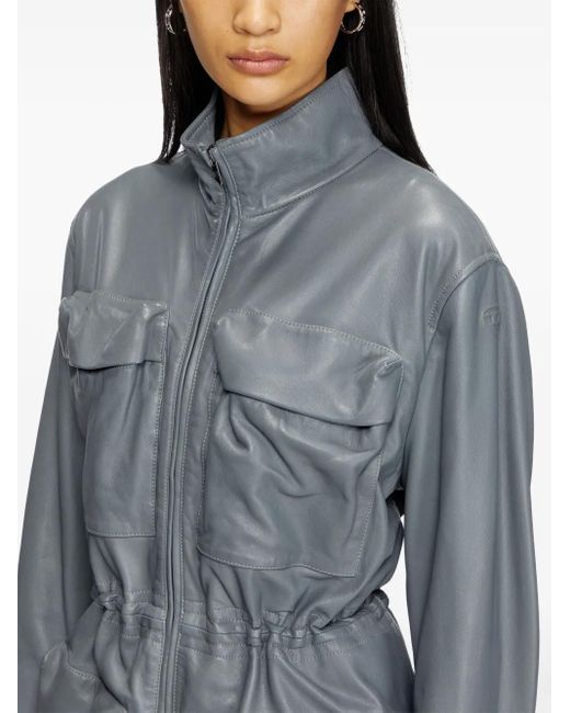 DIESEL Blue Leather Field Jacket