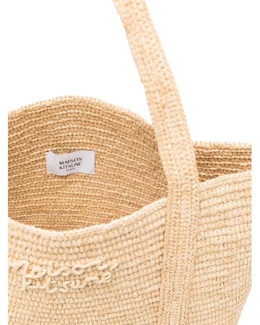 Maison Kitsuné Natural Rafia Tote Bag