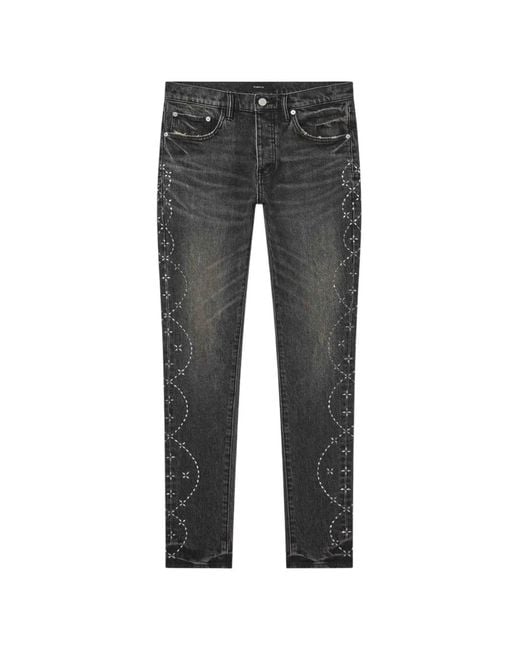 Purple Brand Gray Skinny Twist Hotfix Skinny Jeans for men