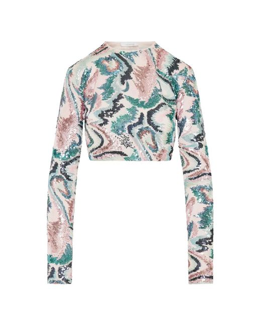 Rabanne White Sequin-Embellished Abstract-Print T-Shirt