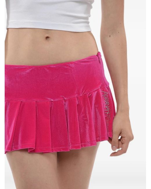 Adriana Hot Couture Pink Pleated Chenille Mini Skirt