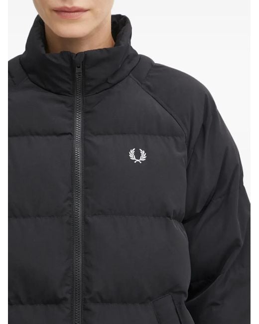 Fred Perry Black Logo-Embroidered Padded Jacket