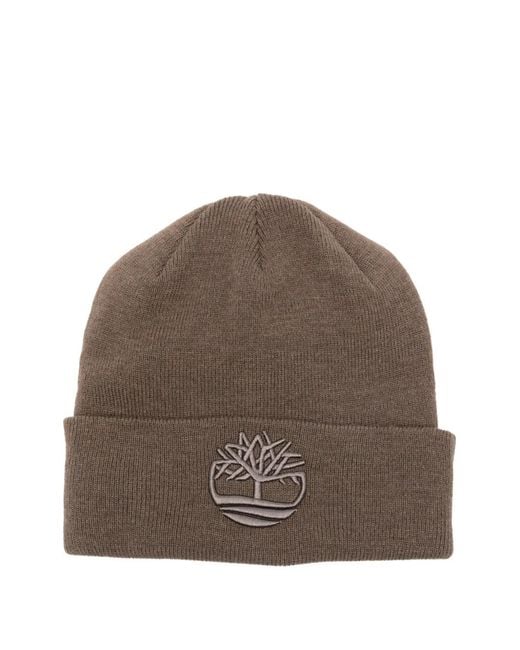 Timberland Brown Logo-Patch Beanie