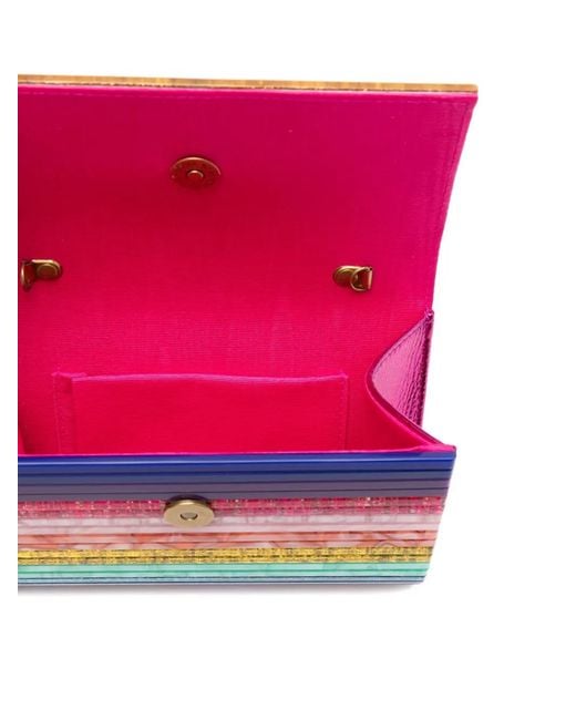 Kurt Geiger Pink Party Eagle Striped Clutch Bag