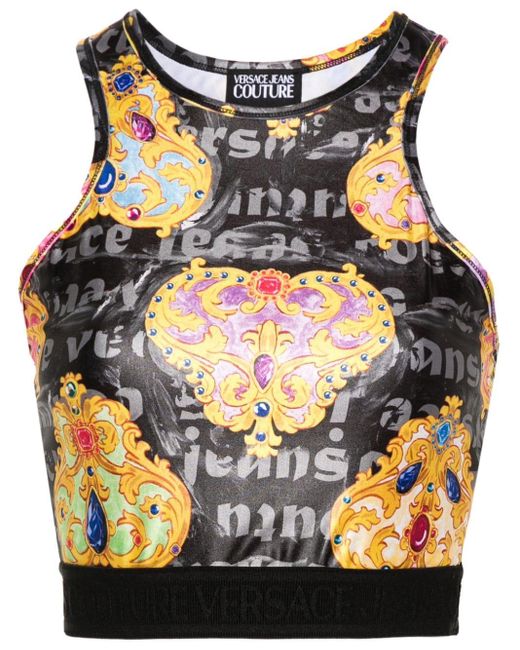 Versace Blue Cropped-Top mit Print