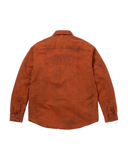Supreme Brown Shearling Lined Denim Shirt for men