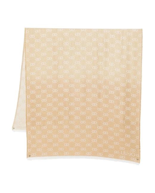 Liu Jo Natural Monogram-Pattern Scarf