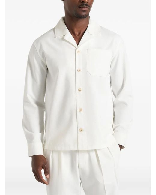 Manière De Voir White Constant Linen Long Sleeve Shirt for men