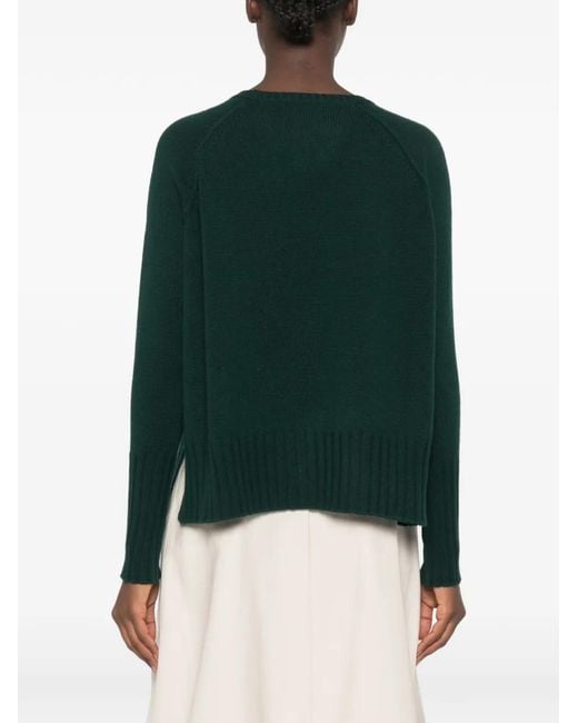 Be You Green Ribbed-Trim Long-Sleeve Sweater