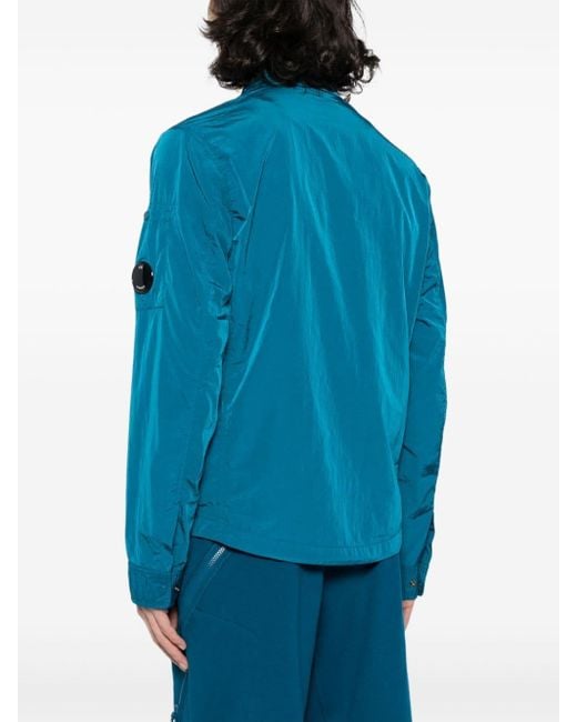 C P Company Blue Lens-appliqué Zip-up Shirt Jacket for men