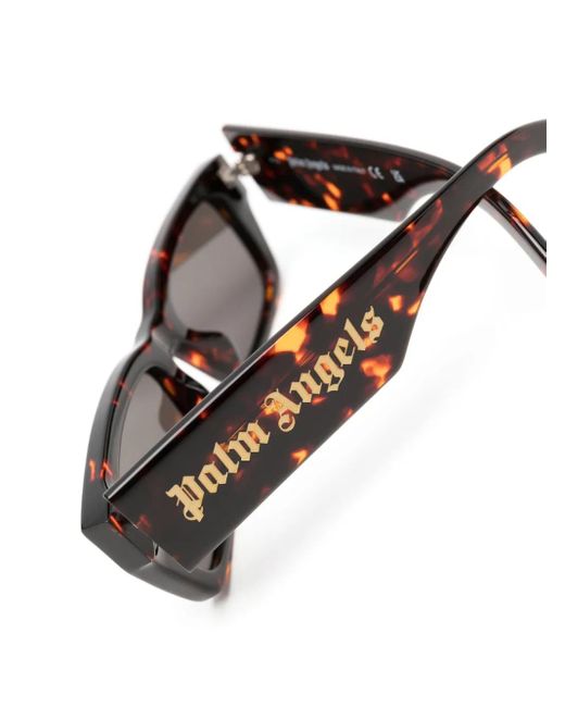 Palm Angels Black Tortoiseshell-Effect Square-Frame Sunglasses