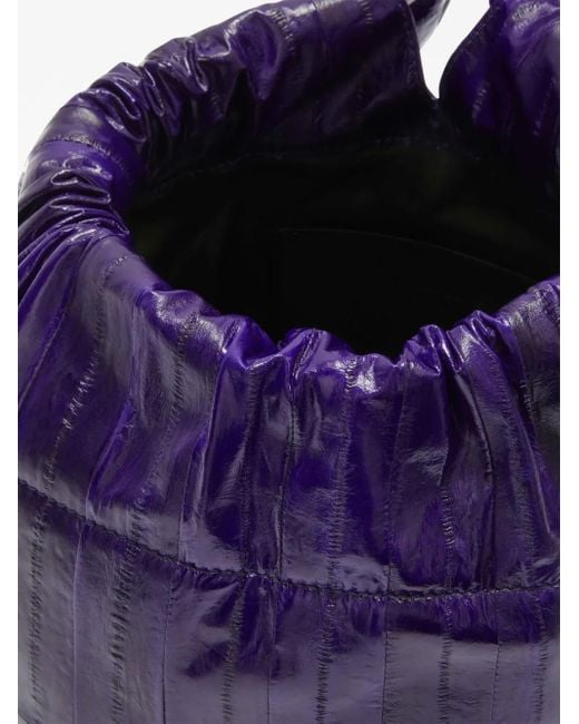 Jil Sander Purple Logo-Stamp Drawstring Clutch Bag