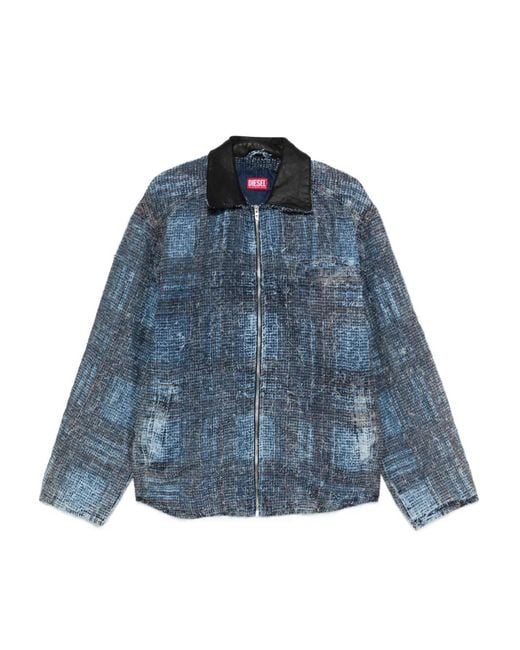 DIESEL Blue D-Ivar-S1 Plaid-Pattern Jacket for men