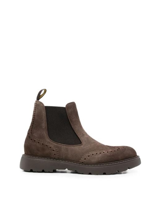Doucal's Brown Brogue-Detail Chelsea Boots for men
