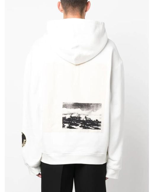 OAMC White Logo-Embroidered Drawstring Hoodie for men