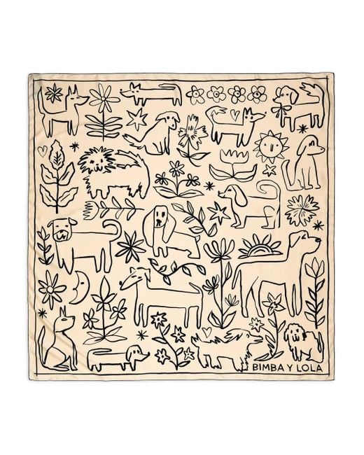 Bimba Y Lola Natural All-Over Print Scarf