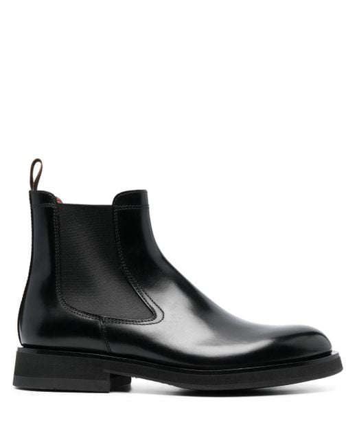 Santoni Black 35mm Polished Leather Chelsea Boots for men