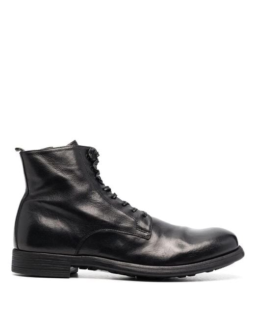 Officine Creative Black Chronic Lace-Up Ankle Boots for men