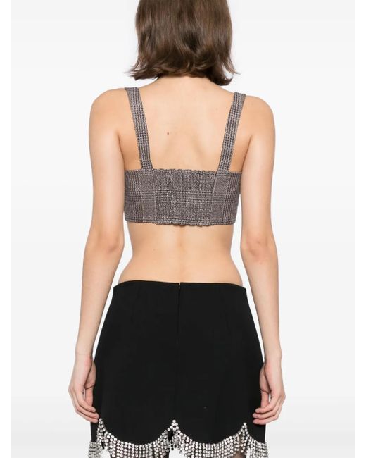 Self-Portrait Gray Check Crop Top