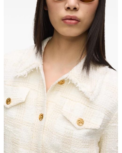 Karl Lagerfeld White Button-Fastening Tweed Jacket