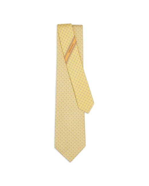 Ferragamo White Gancini Square-Print Silk Tie for men