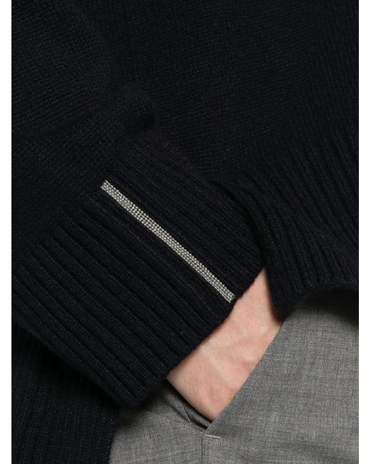 Peserico Black V-Neck Ribbed-Trim Jumper