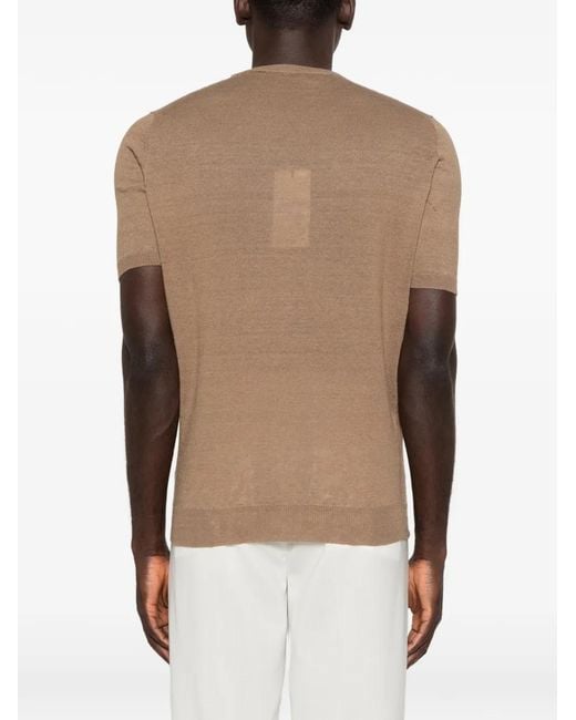 FILIPPO DE LAURENTIIS Natural Short-Sleeve Sweater for men