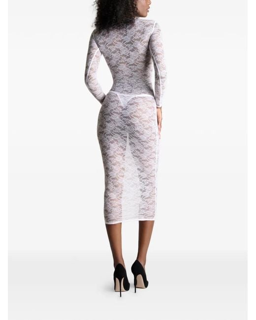 Abito Midi Flashback A Maniche Lunghe di Maison Close in White