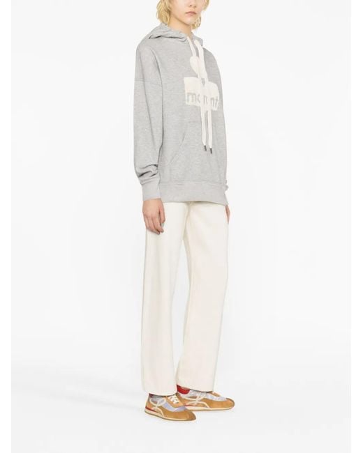 Isabel Marant White Mansel Logo-Print Hoodie