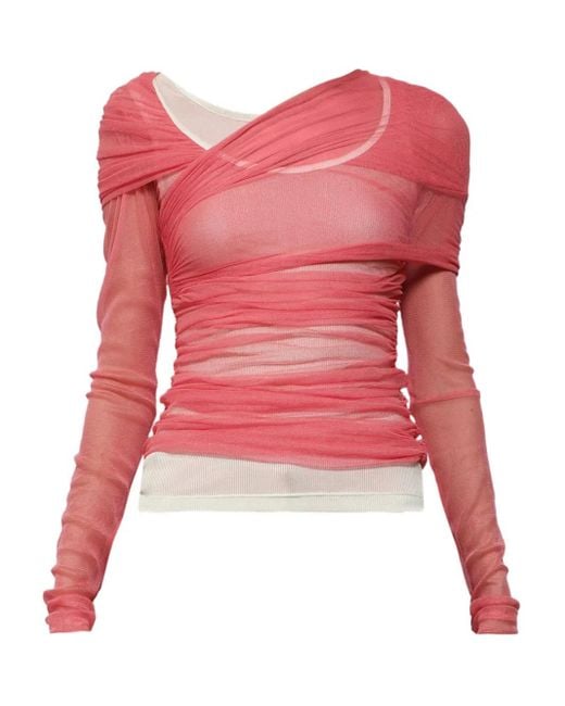 Top con capas de tul Christopher Esber de color Red