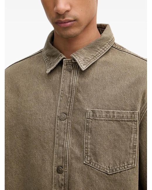 Les Deux Natural Washed-Denim Chest-Pocket Shirt for men