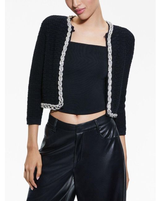 Alice + Olivia Black Akira Crystal-embellished Cardigan