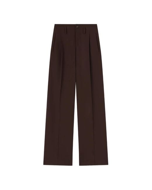 RETORI Brown Heritage Wide-Leg Pleated Trousers