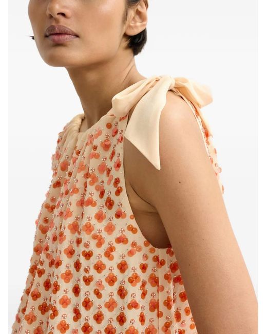Essentiel Antwerp White "Jocelyn" Sequin Smocked Top