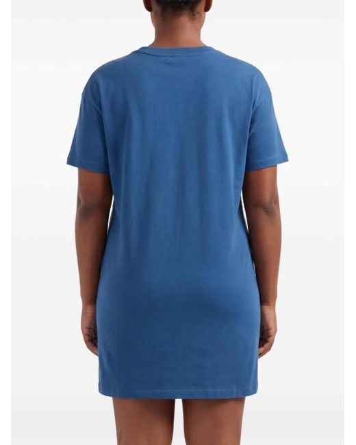 Emporio Armani Blue Logo-Embroidered T-Shirt Beach Dress