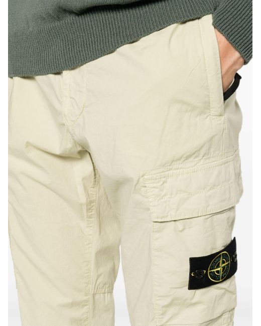 Stone Island Natural Compass-badge Mid-rise Tapered Cargo Trousers for men