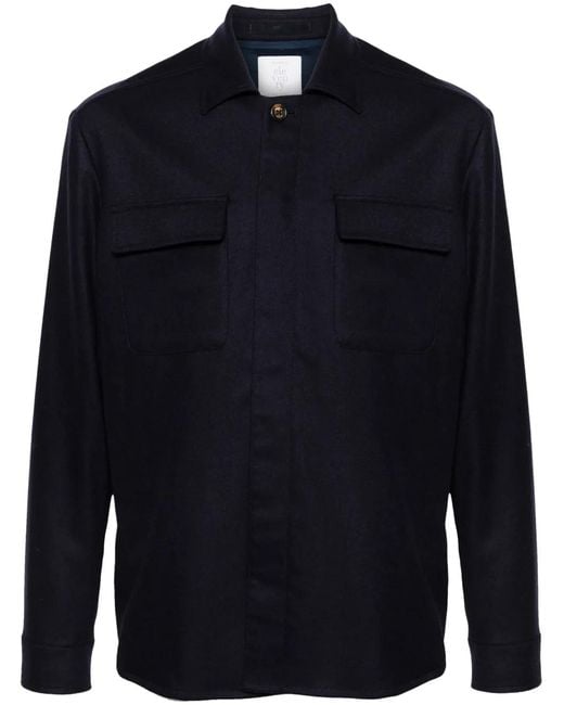 Eleventy Blue Fleece Shirt Jacket for men
